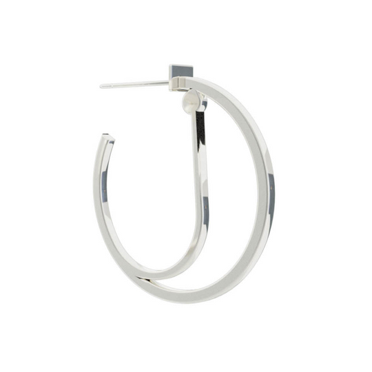 Small Alphabet Hoop Earring, Single Letter J, Left - Silver