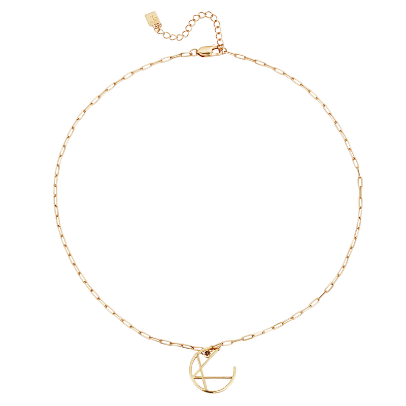 Small Alphabet Hoop Necklace, Letter K - Gold