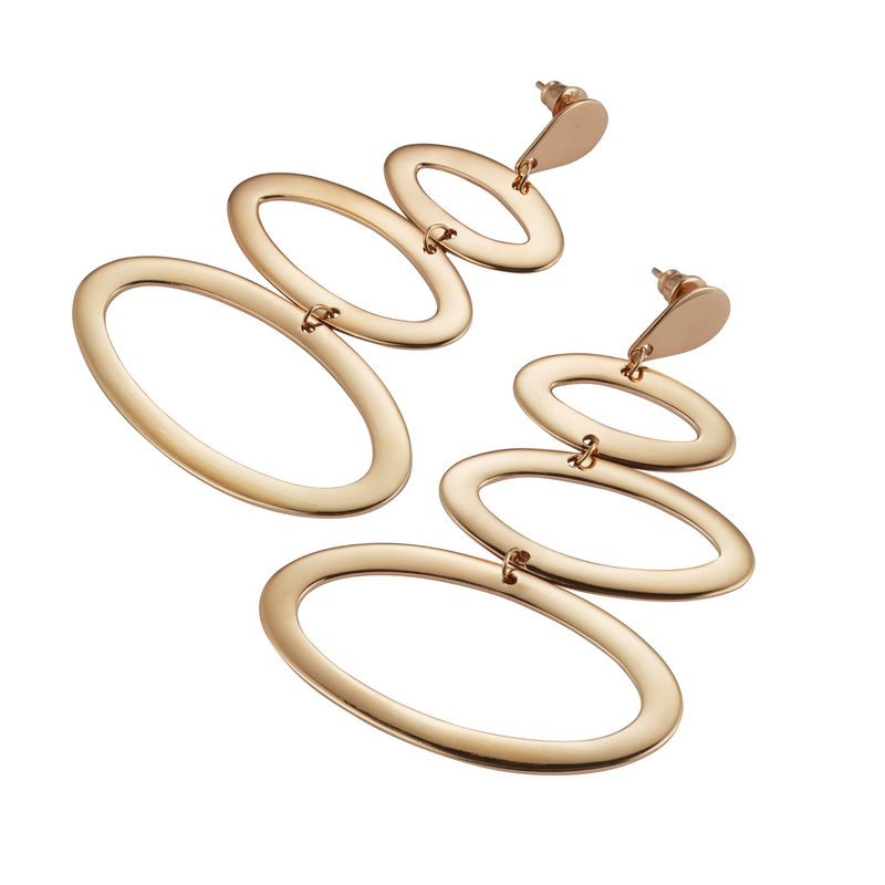 Large Ellipses Single Earring, Left - Gold