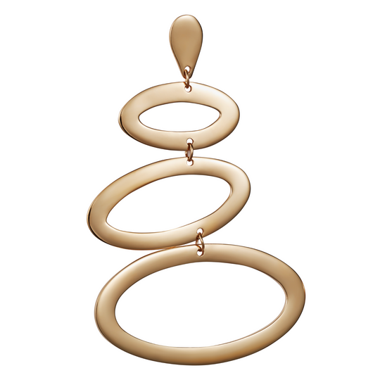 Large Ellipses Single Earring, Right - Gold