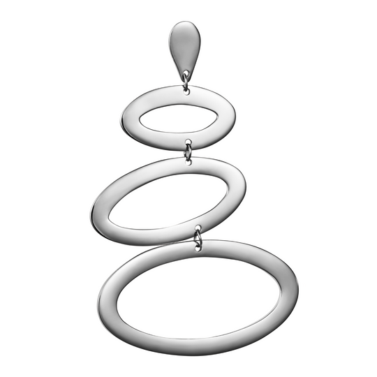 Large Ellipses Single Earring, Right - Silver