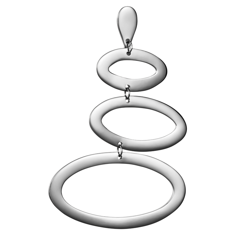 Large Ellipses Single Earring, Left - Silver