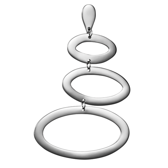 Large Ellipses Single Earring, Left - Silver