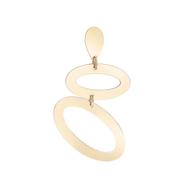 Ellipses Single Earring, Right - Gold