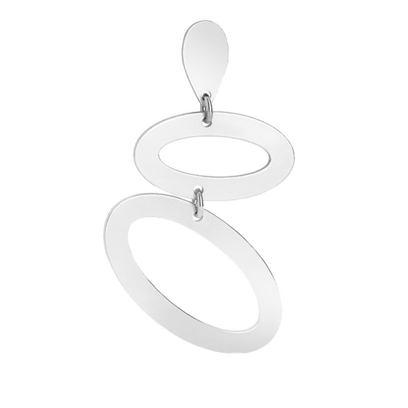 Ellipses Single Earring, Right - Silver