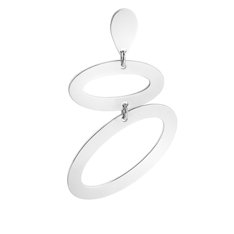 Ellipses Single Earring, Left - Silver