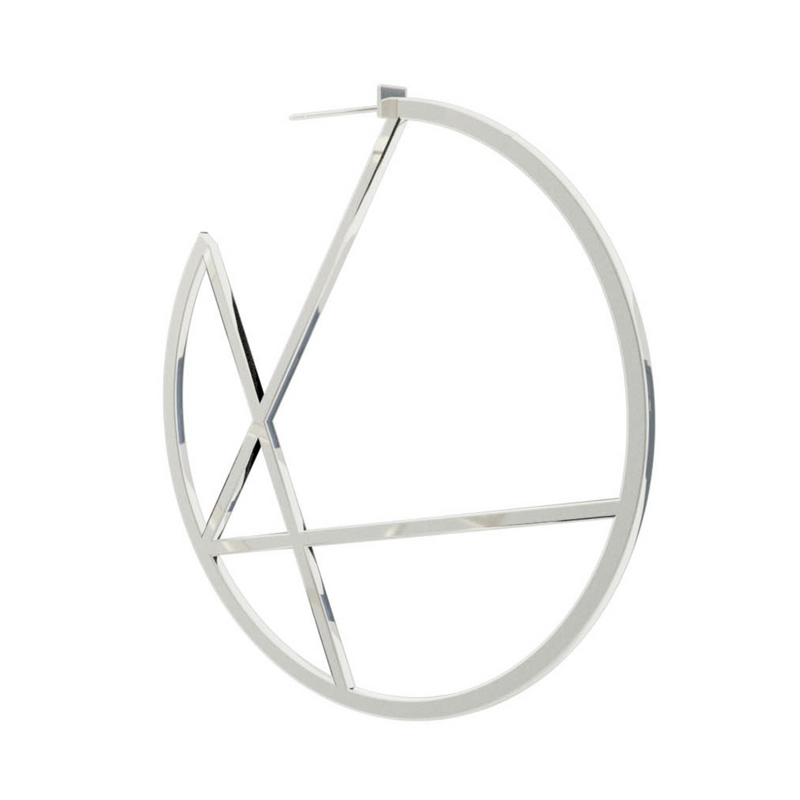 Large Alphabet Hoop Earring, Single Letter K, Left - Silver