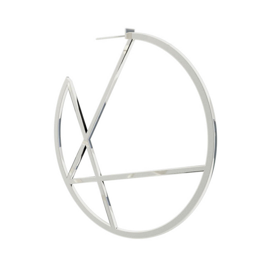 Large Alphabet Hoop Earring, Single Letter K, Left - Silver