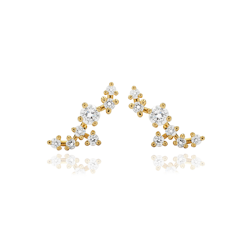 Diamond Blossom Stud Earrings, 0.41ct - 18ct Yellow Gold