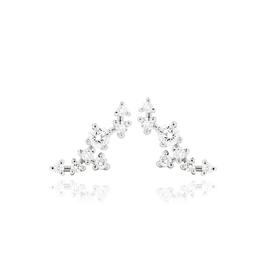 Diamond Blossom Stud Earrings, 0.41ct - 18ct White Gold