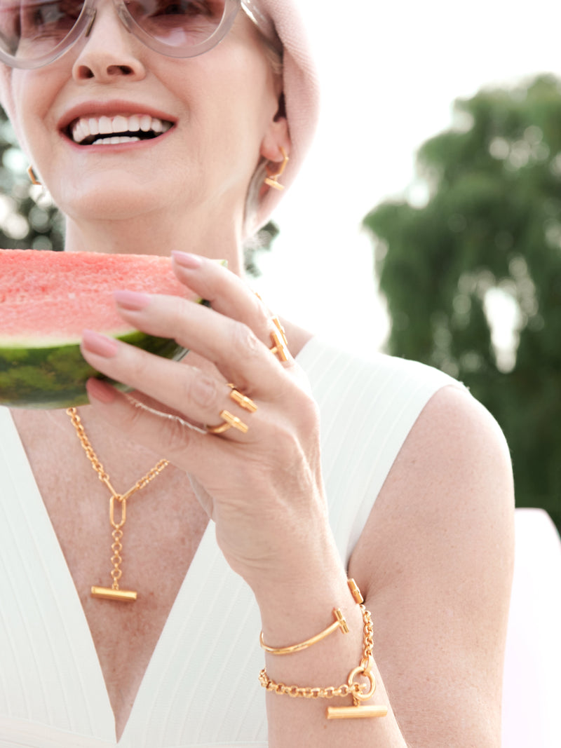 Adjustable Size T-Bar Ring - Gold - TBR3GP