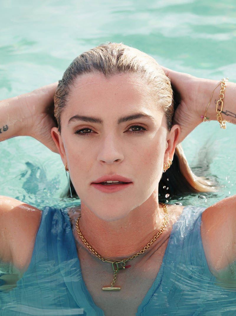 Watermelon T-Bar Necklace - Gold - TBN6WMGP