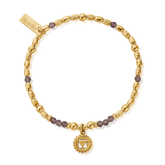 Smokey Quartz Root Chakra Bracelet - Gold - GBSQ770