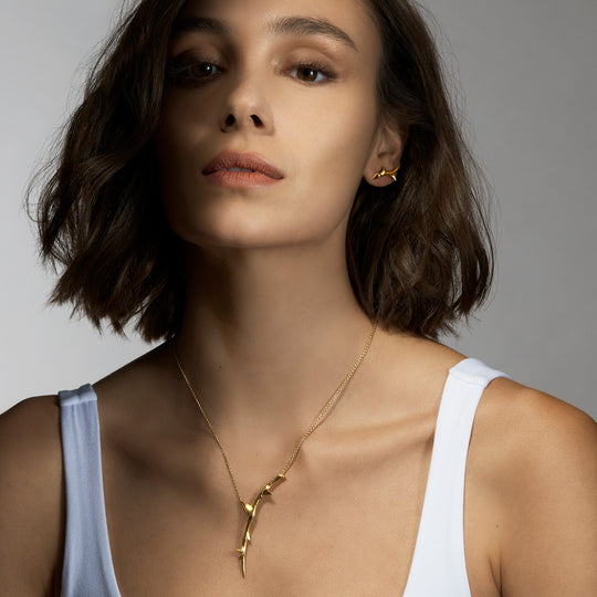 Rose Thorn Single Drop Pendant - Gold - RT017.YVNANOS