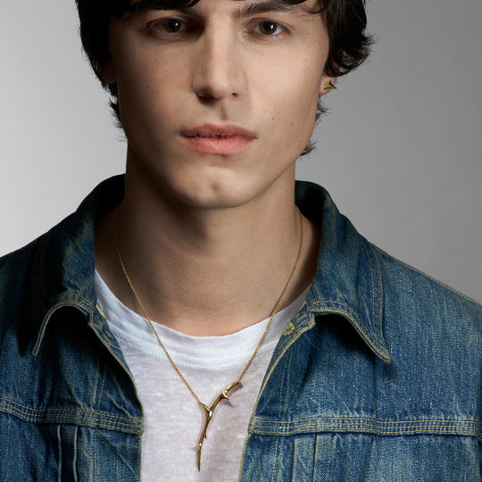 Rose Thorn Single Drop Pendant - Gold - RT017.YVNANOS