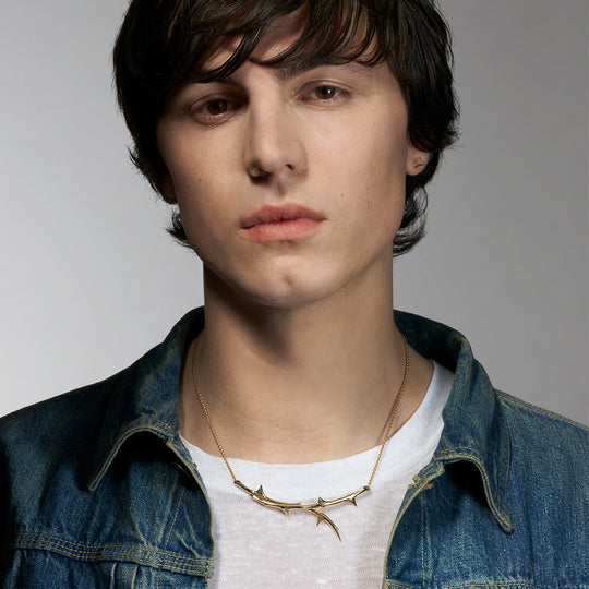 Rose Thorn Horizontal Necklace - Gold - RT018.YVNANOS