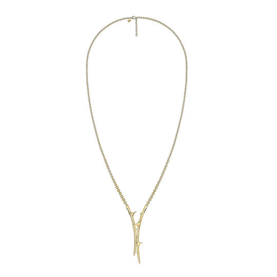 Rose Thorn Drop Lariat - Gold -  RT019.YVNANOS