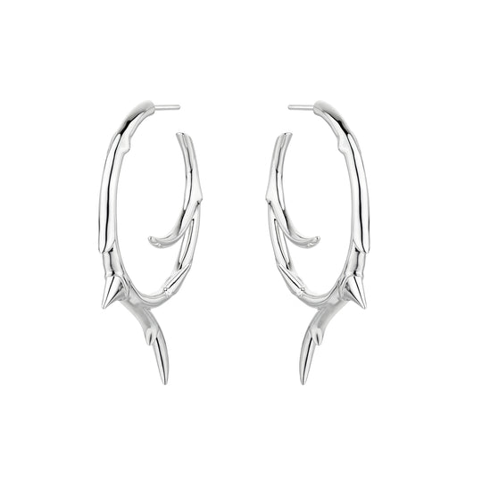 Rose Thorn Hoop Earrings - Silver - RT025.SSNAEOS
