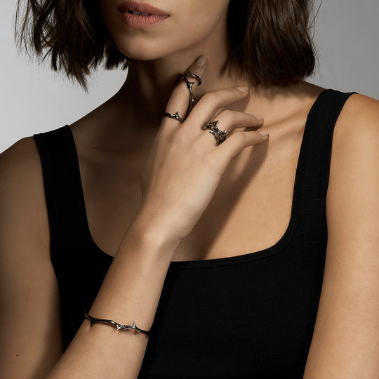 Rose Thorn Station Bracelet - Black Rhodium - RT027.BRNABOS