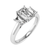 Platinum Emerald Cut Laboratory Grown Diamond Trilogy Ring - 3.65ct
