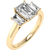 18ct Yellow Gold Emerald Cut Laboratory Grown Diamond Trilogy Ring - 2.42ct