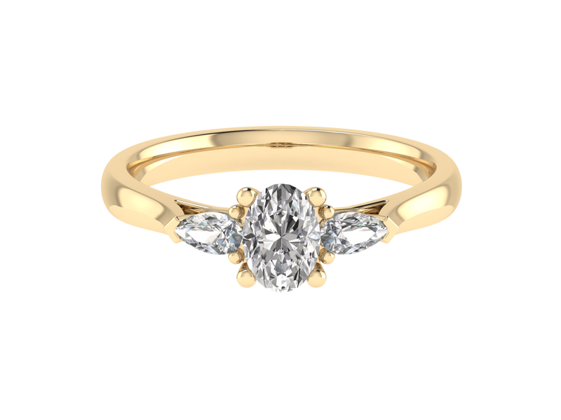 18ct Yellow Gold Oval Cut Laboratory Grown Diamond Ring - 2.96ct