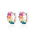 Rainbow Baguette Huggie Earrings - Silver - SPS-67