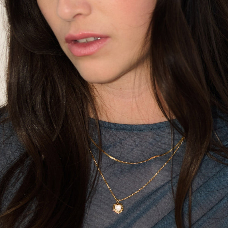 Electric Heart Mini Rock Crystal Necklace - Gold - EGHN5RCGP