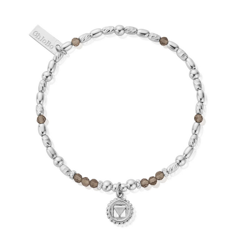 Smokey Quartz Root Chakra Bracelet - Silver - SBSQ685