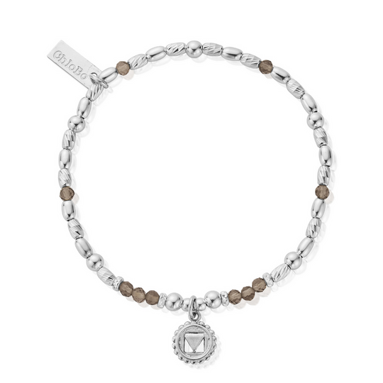 Smokey Quartz Root Chakra Bracelet - Silver - SBSQ685