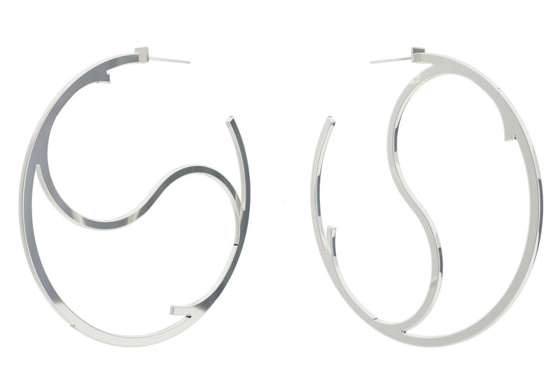 Large Alphabet Hoop Earring, Single Letter S, Right - Silver