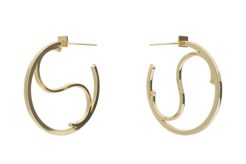 Small Alphabet Hoop Earring, Single Letter S, Left - Gold