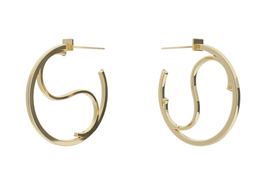 Small Alphabet Hoop Earrings, Letter S - Gold