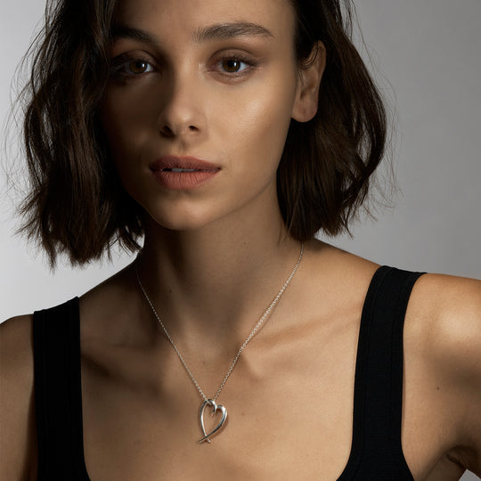 Hooked Heart Pendant - Silver - SA019.SSNANOS