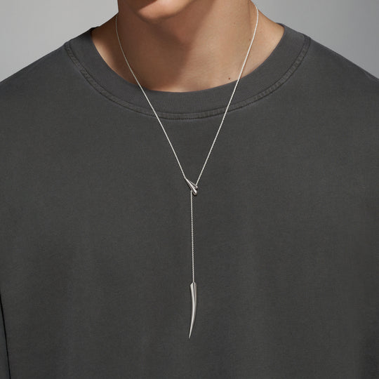 Sabre Deco Long Drop Necklace - Silver - SA078.SSNANOS