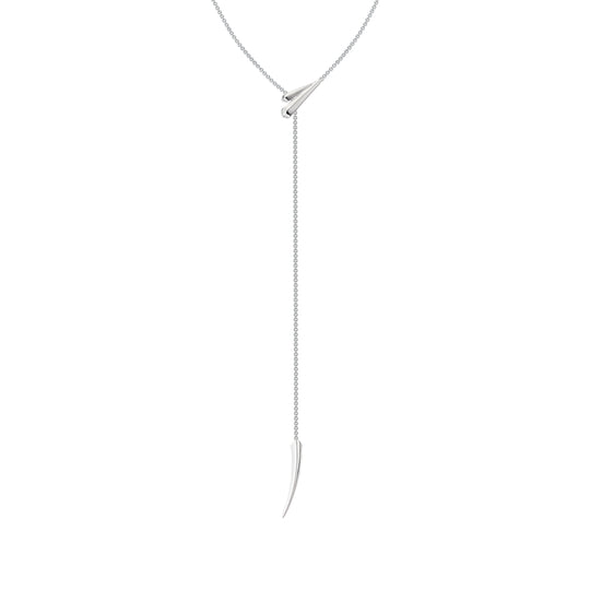 Sabre Deco Long Drop Necklace - Silver - SA078.SSNANOS