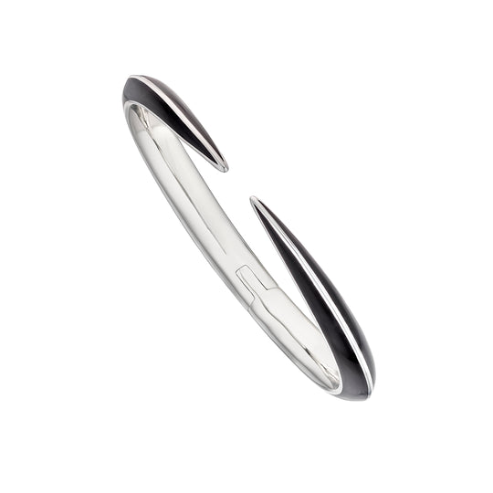 Sabre Deco Cuff Bangle - Silver/Black - SA085.SSBKBZM
