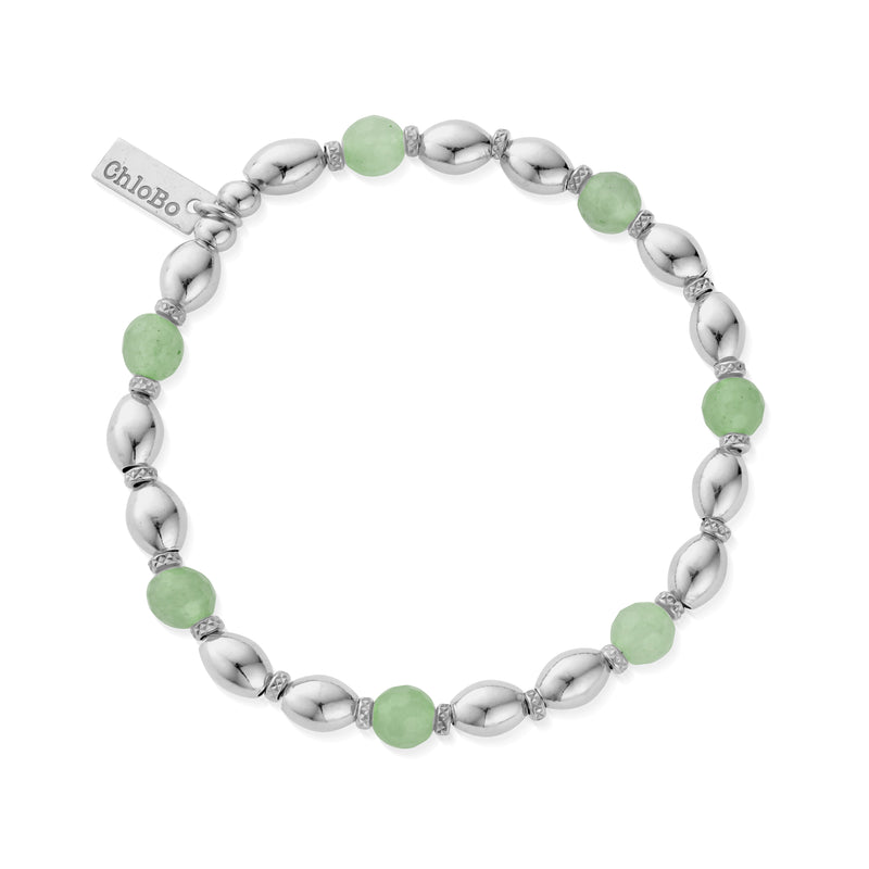 Good Fortune Aventurine Bracelet - Silver - SBAFRO