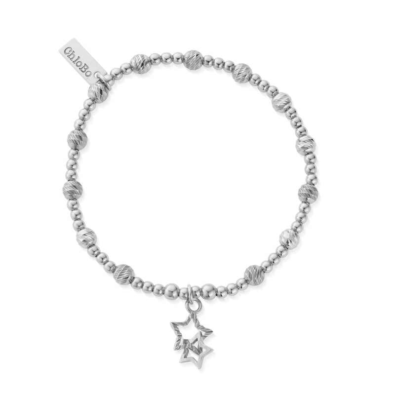 Sparkle Interlocking Star Bracelet - Silver - SBBCB3406