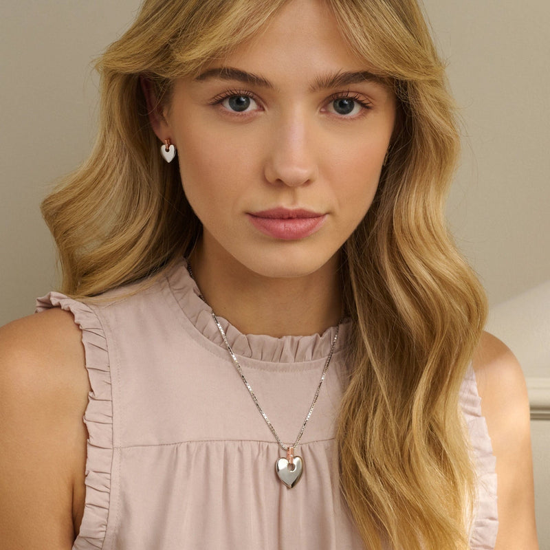 Cariad Earrings with Diamonds - Silver/Rose - 3SCE010