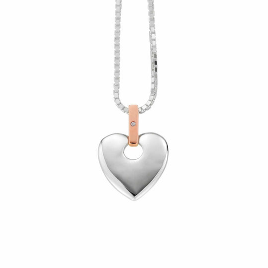 Cariad Diamond Big Heart Pendant - Silver/Rose - SCA010