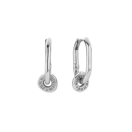 Power Within Oval Hoop Earrings - Silver - SEH3460