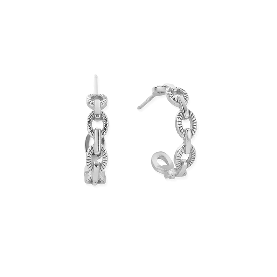 Figaro Chain Huggie Hoop Earrings - Silver - SEH3470