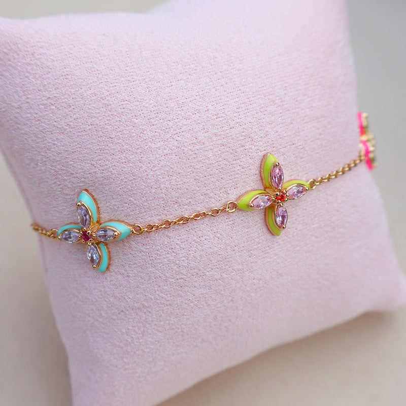 Lucky Clover Sherbet Enamel Bracelet - Gold - AS22TRB18