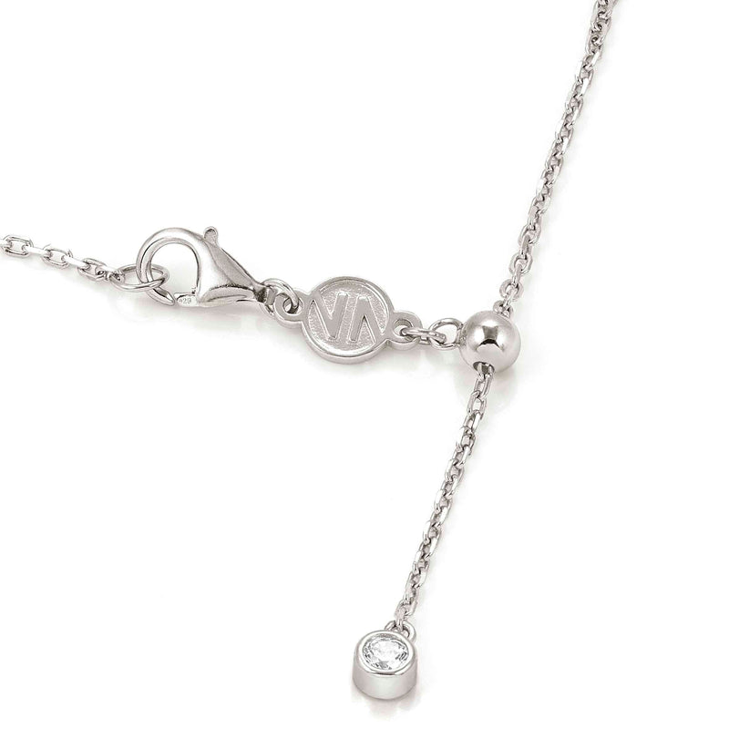 Shine Me Up Bow & CZ Necklace - Silver - 241902/008