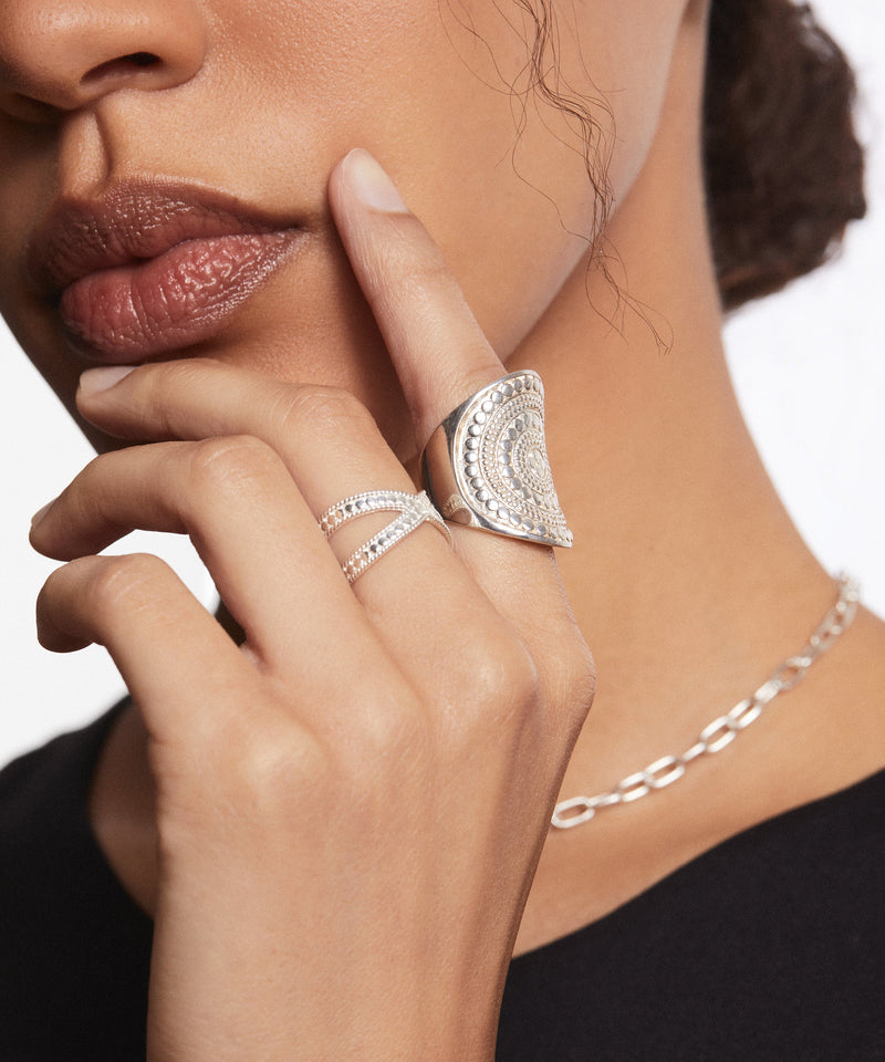 Classic Saddle Ring, Size P 1/2 - Silver - 2700R-SLV-8