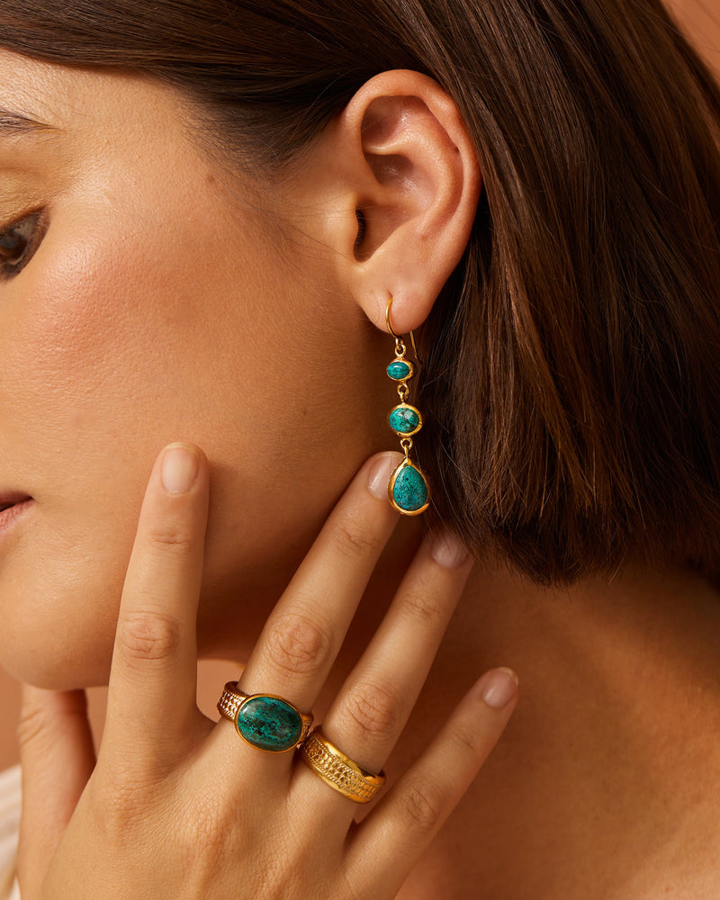 Large Malachite Ring, Size P 1/2 - Gold - RG10250-GMACH