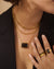 Large Black Onyx Rectangle Necklace - Gold - NK10370-GBONX