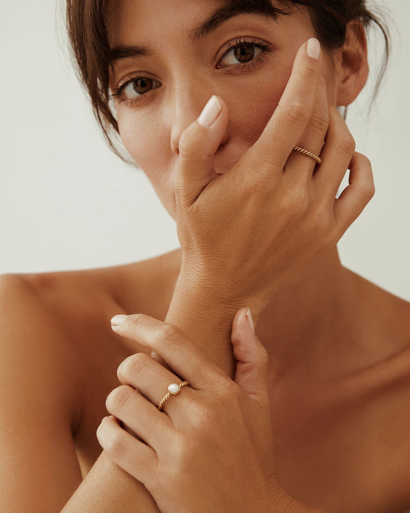 Small Twisted Ring, Size N 1/2 - Gold - RG10065-GLD