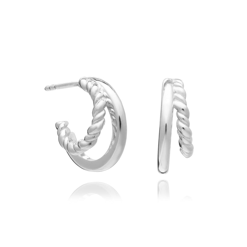 Illusion Huggie Hoop Earrings - Silver - ESSE30S